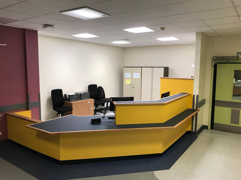 Reception Desk / Countertops / Reception / Desk / Storage solution / Branded / Yellow / Counters